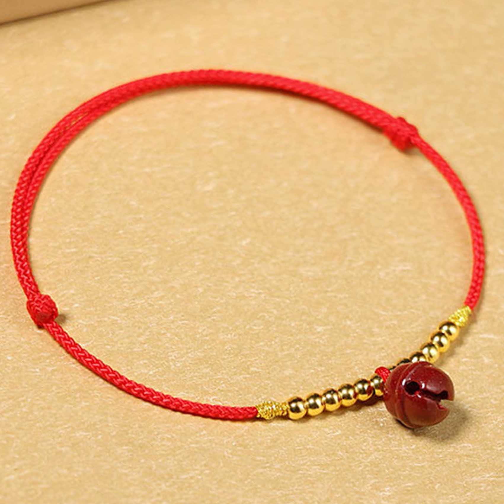 Pulsera Feng, Feng Shui Hilo Rojo Tobillo Cinabrio Campana Colgante Amuleto De La Suerte Cordón Hecho A Mano Pulsera De Pie Joyería De Amuleto De La Fortuna Ajustable Tobillera para Mujer