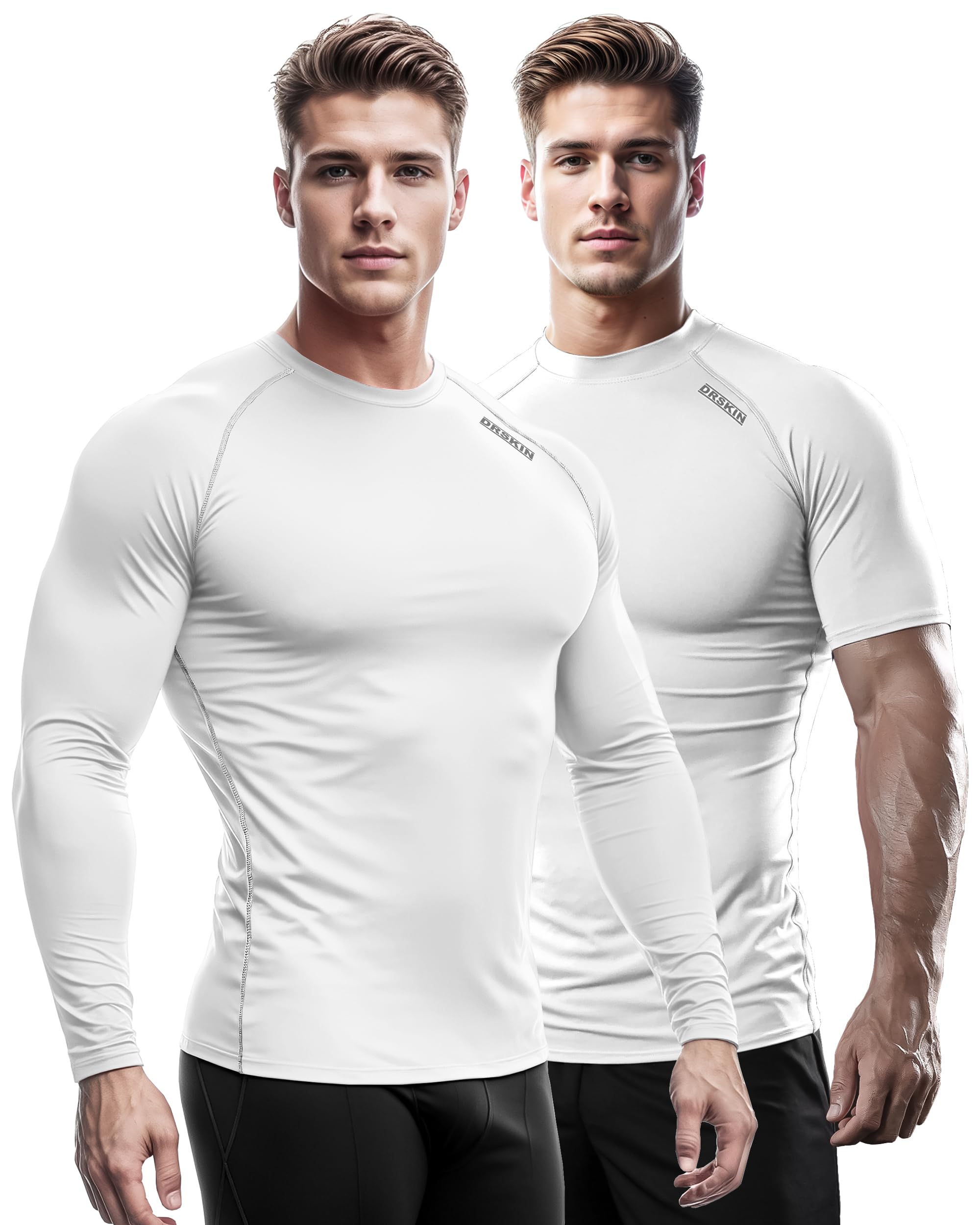 DRSKIN 3, 2 or 1 Pack Men's Compression Shirt Short Sleeve Top Baselayer Sports T-Shirt Athletic Running Active Workout