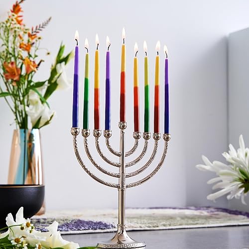 Vista 58 de Velas para Jánuca de Rite-Lite Judaica Hechas a mano, de color azul y blanco. Caja de 45 unidades. Azul y Blanco,Blanco,azul/blanco,Splash