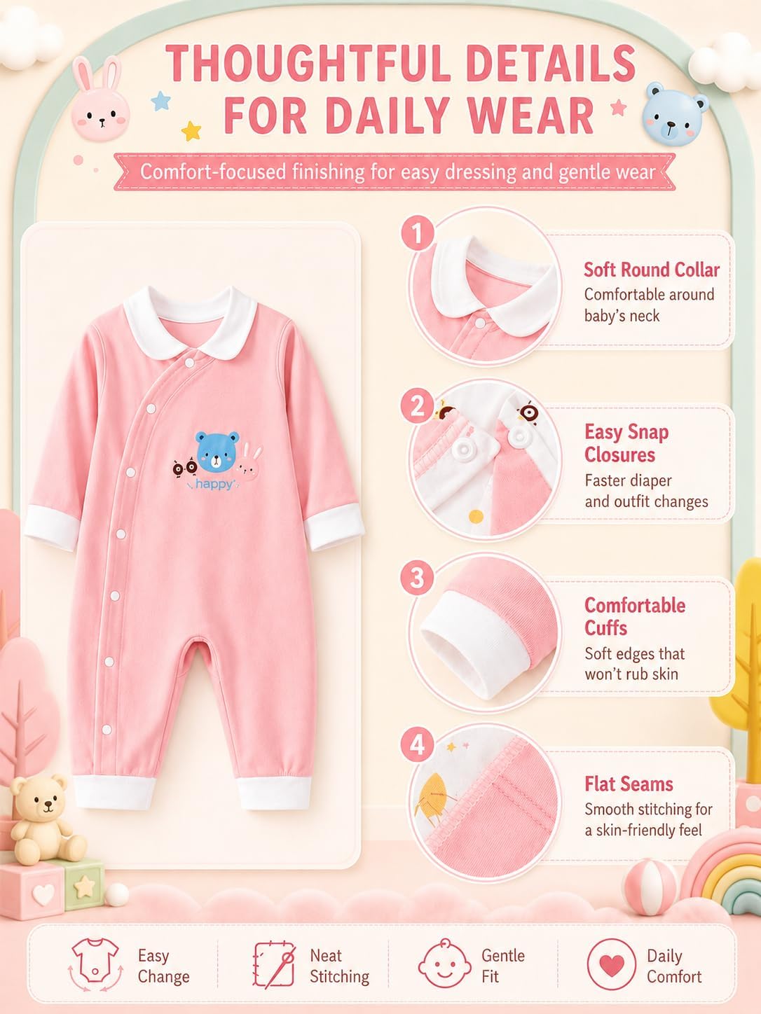 26-Piece Newborn Girl Clothes Set, 100% Cotton Baby Layette Essentials, Coming Home Outfit, 0-9 Months, Pink