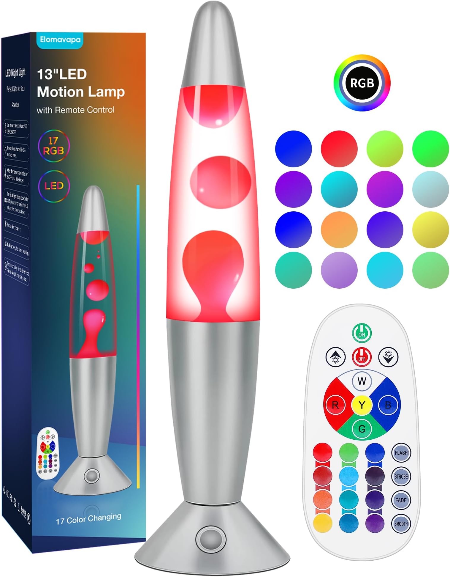 17 Colors Changing Liquid Motion Lamp with Remote: 13.5" LED Night Light for Kids Adults - Relaxing Table lamp for Bedroom Office - Glitter Mood Lighting for Home Decor Christmas Decorations Indoor