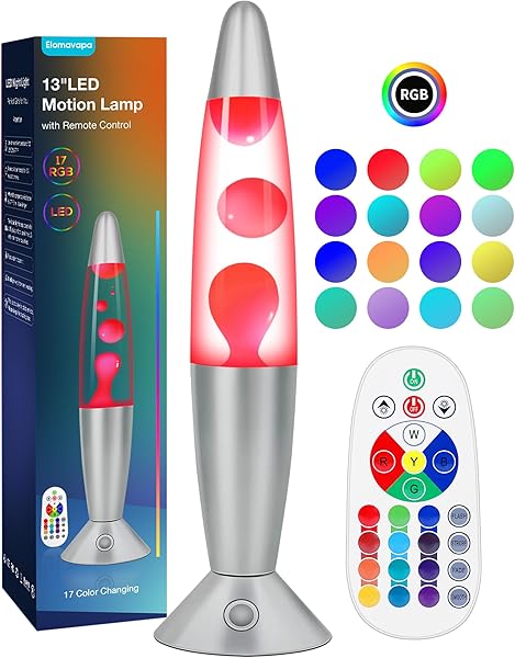 17 Colors Changing Liquid Motion Lamp with Remote: 13.5" LED Night Light for Kids Adults - Relaxing Table lamp for Bedroom Office - Glitter Mood Lighting for Home Decor Christmas Decorations Indoor