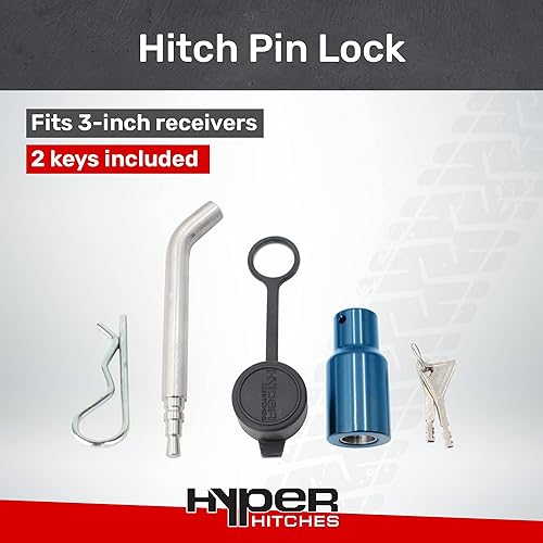 Miniatura 2 de Pasador de bloqueo de enganche de receptor, se adapta a receptores de 3 pulgadas, fabricado en los Estados Unidos, (azul)