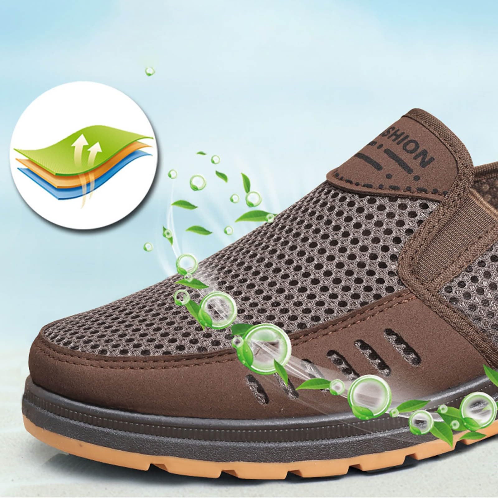 Zapatos para hombre Reino Unido Retro Mesh Transpirable Casual Zapatillas, café, 39 1/3 EU