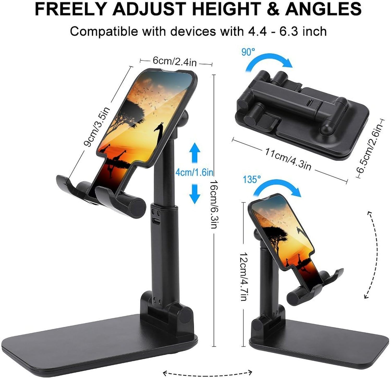 Giraffe Sunset Folding Cell Phone Stand, Portable Phone Holder image 2