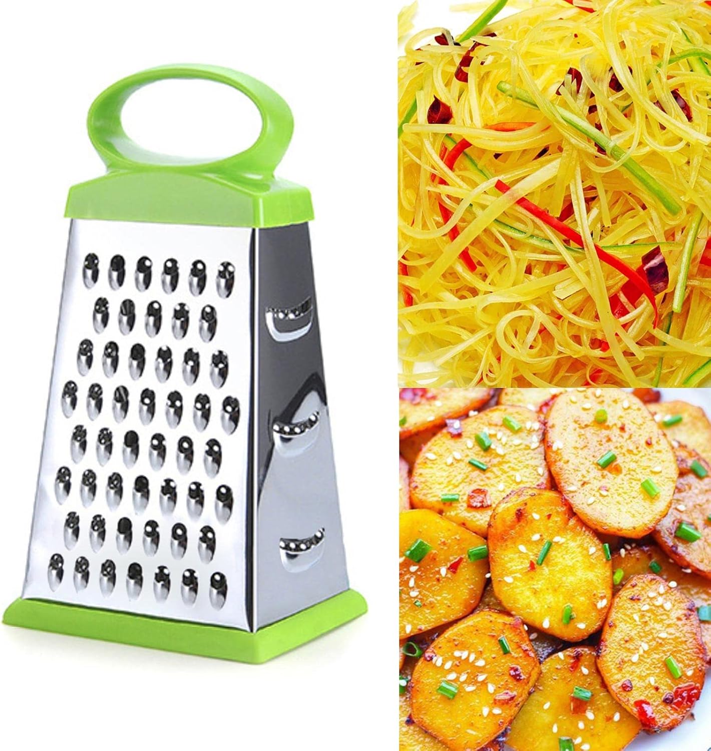 Vertical Stainless Steel Grating Four-sided Boxed Grater Cheese Grater for Cucumbers Carrots Potato with Handle Four-sided Planer