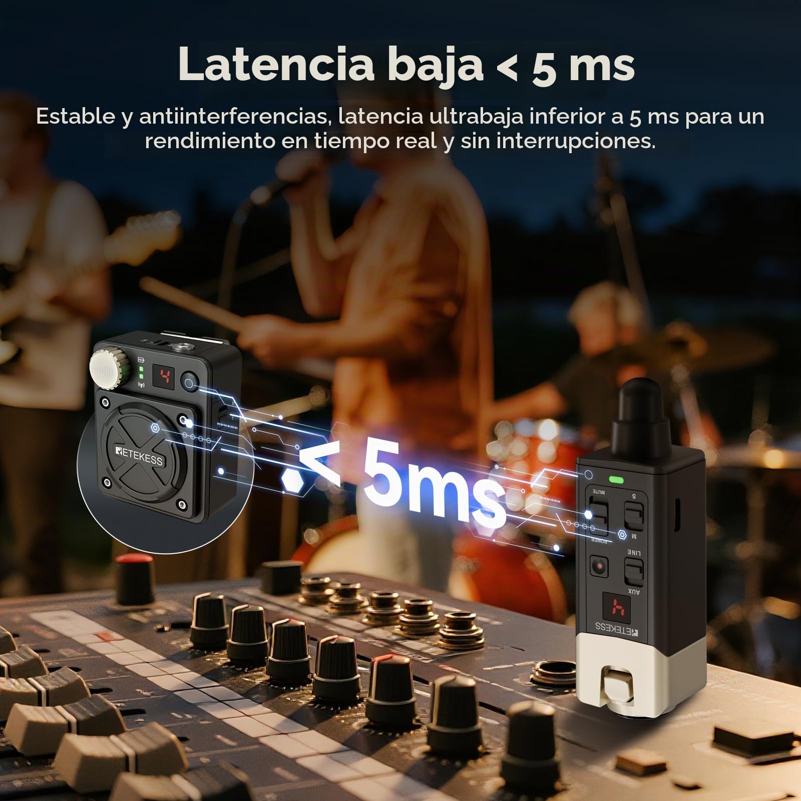 Sistema de Monitorización Inalámbrico, Wireless In Ear Monitor（1-1） | Estéreo/Mono, 30 Metros, 2.4G con 8 Canales, Compacto y Portátil, Estudio y Presentaciones en Vivo