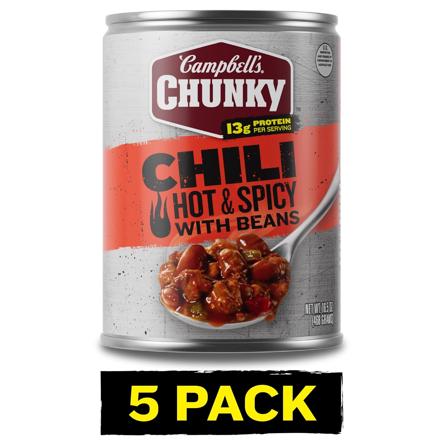 Campbell’s Chunky Hot and Spicy Chili With Beans, 16.5 oz Can (Pack of 12)