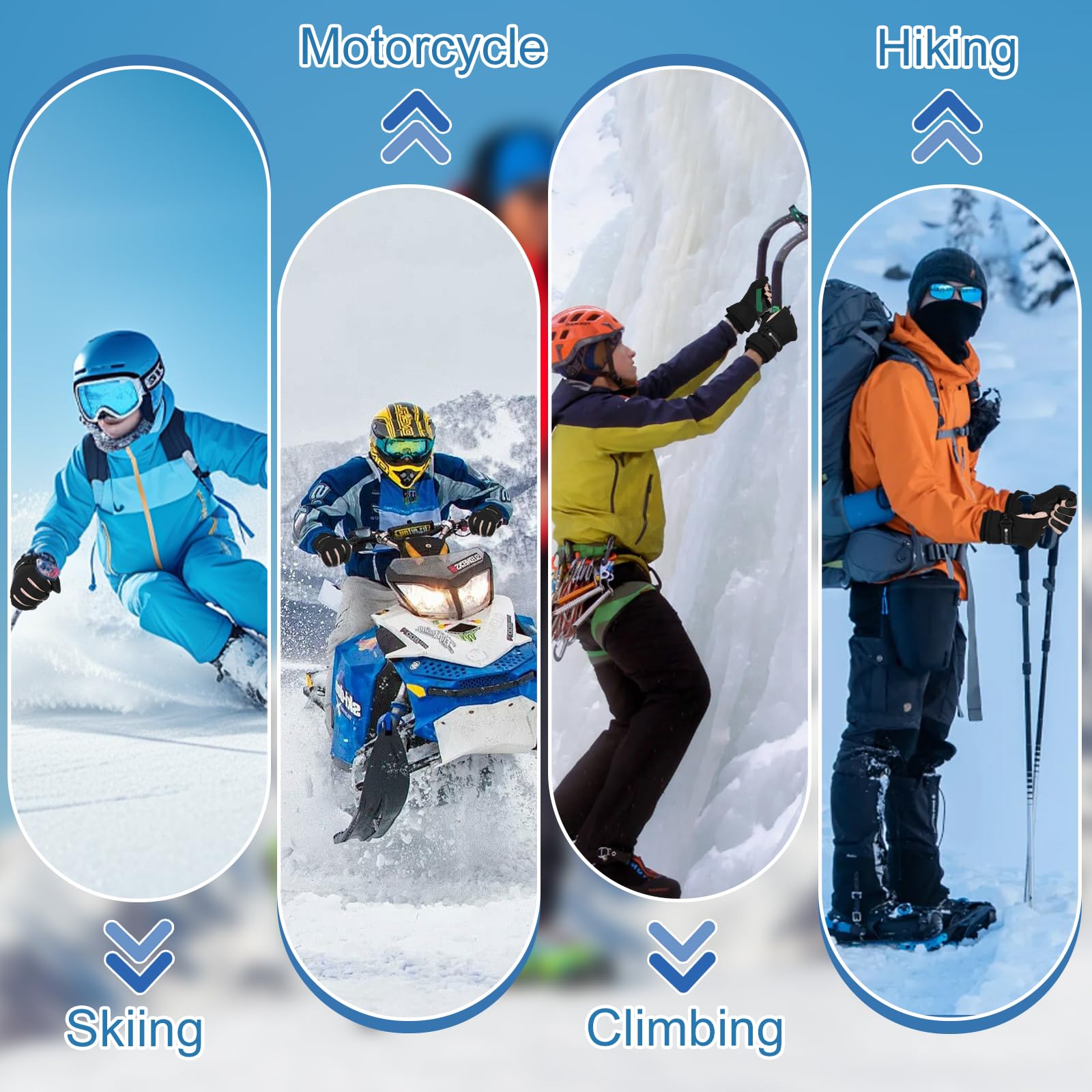 Gants de Ski Femmes, Gant Thermiques Imperméables pour Femme, Gants d'hiver Coupe-Vent Antidérapant, Écran Tactile pour Conduite Randonnée Ski Activités de Plein Air, Cadeaux d'Hiver Femmes
