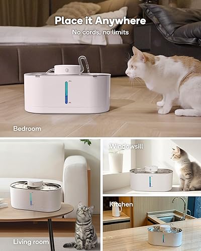 Miniatura 2 de Fuente de agua inalámbrica para gatos, fuente inalámbrica de 108 oz3.2 L para beber, fuentes de agua para mascotas para gatos en interiores,