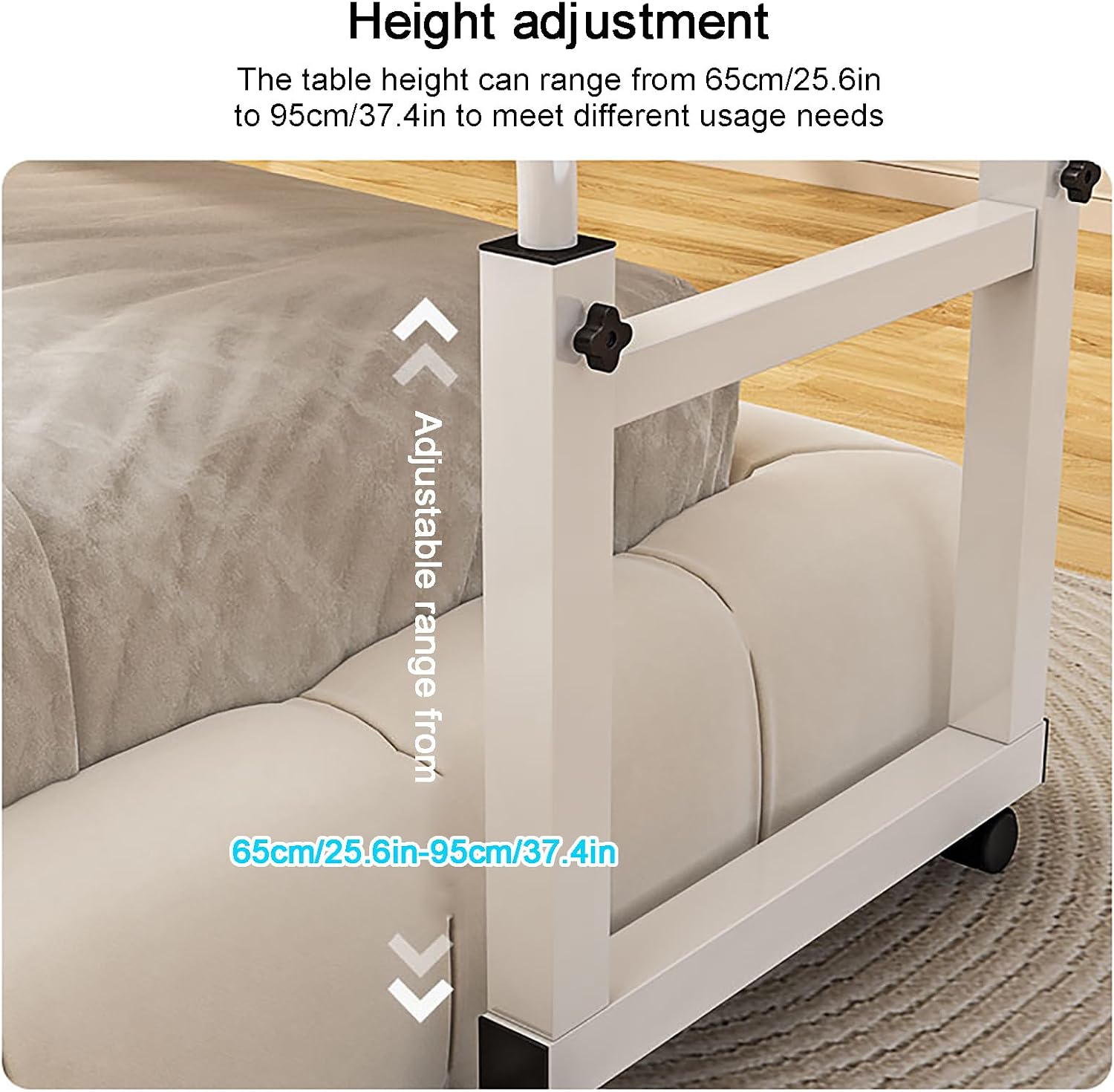 Over The Bed,Table with Wheels,Over Bed Table,overbed Table King Size Bed,overbed Desk nover Bed Table with Wheels Adjustable Height Mobile Cross-Bed Table, Suitable for Anywhere in The Home