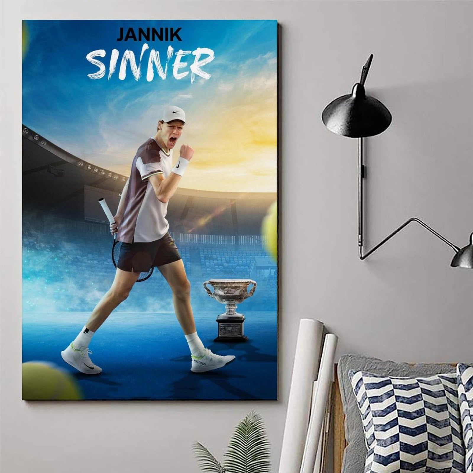 Poster Jannik Sinner Autografato A4 Con Cornice - Decorazione Sportiva Per Appassionati Tennis - Foto 2
