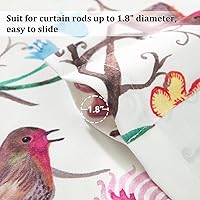 Vista 116 de VOGOL Cenefas con patrón de pájaros para ventanas de cocina, cenefa texturizada de lino con estampado floral y pájaros para ventanas pequeñas