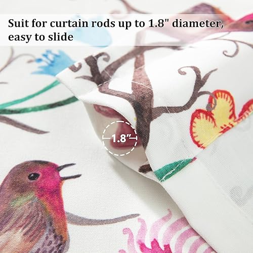 Miniatura 116 de VOGOL Cenefas con patrón de pájaros para ventanas de cocina, cenefa texturizada de lino con estampado floral y pájaros para ventanas pequeñas