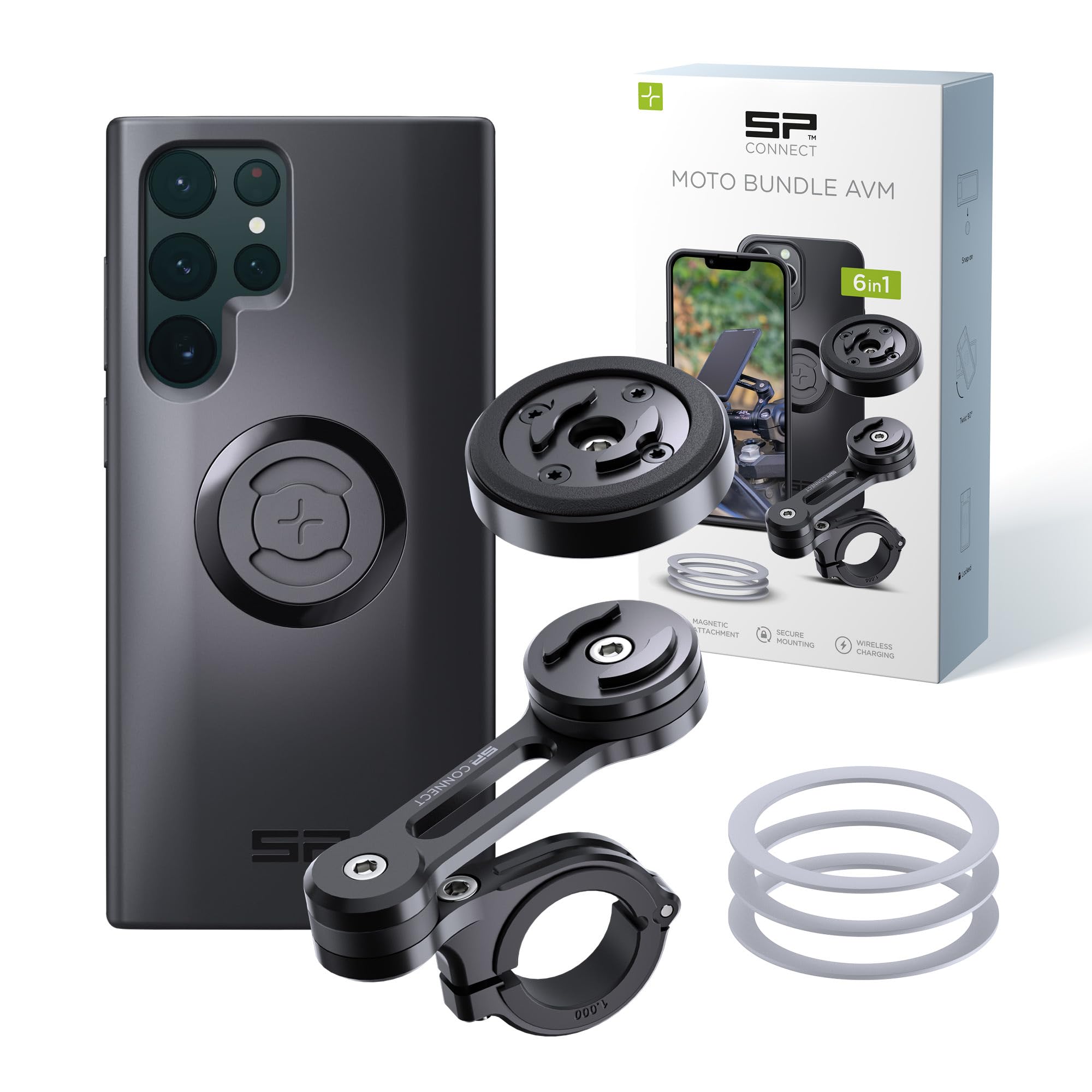 SP CONNECT Moto Bundle II con Modulo Anti-Vibrazione SPC+ per Samsung S22 Ultra Supporto per Cellulare per Moto e Ciclomotore Accessori per Tutti gli Smartphone come iPhone