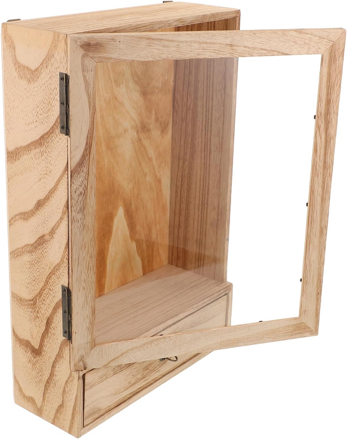 Wooden Insect Specimen Box with Butterfly and Dried Flowers, Small Shadow Box Display Case, Vintage Hollow Frame Wall Hanging for Home Décor and Nature Collectors