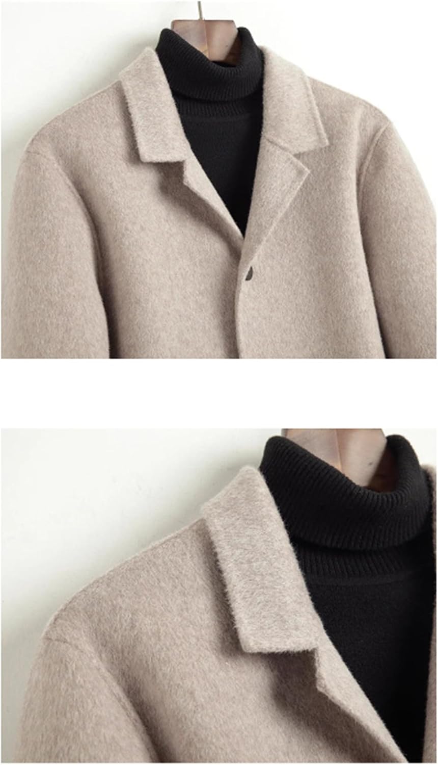 Men's Fall Wool Cashmere Blend Overcoat Long Wool Coat Warm Dress Jacket For Spring Weather Business Casual