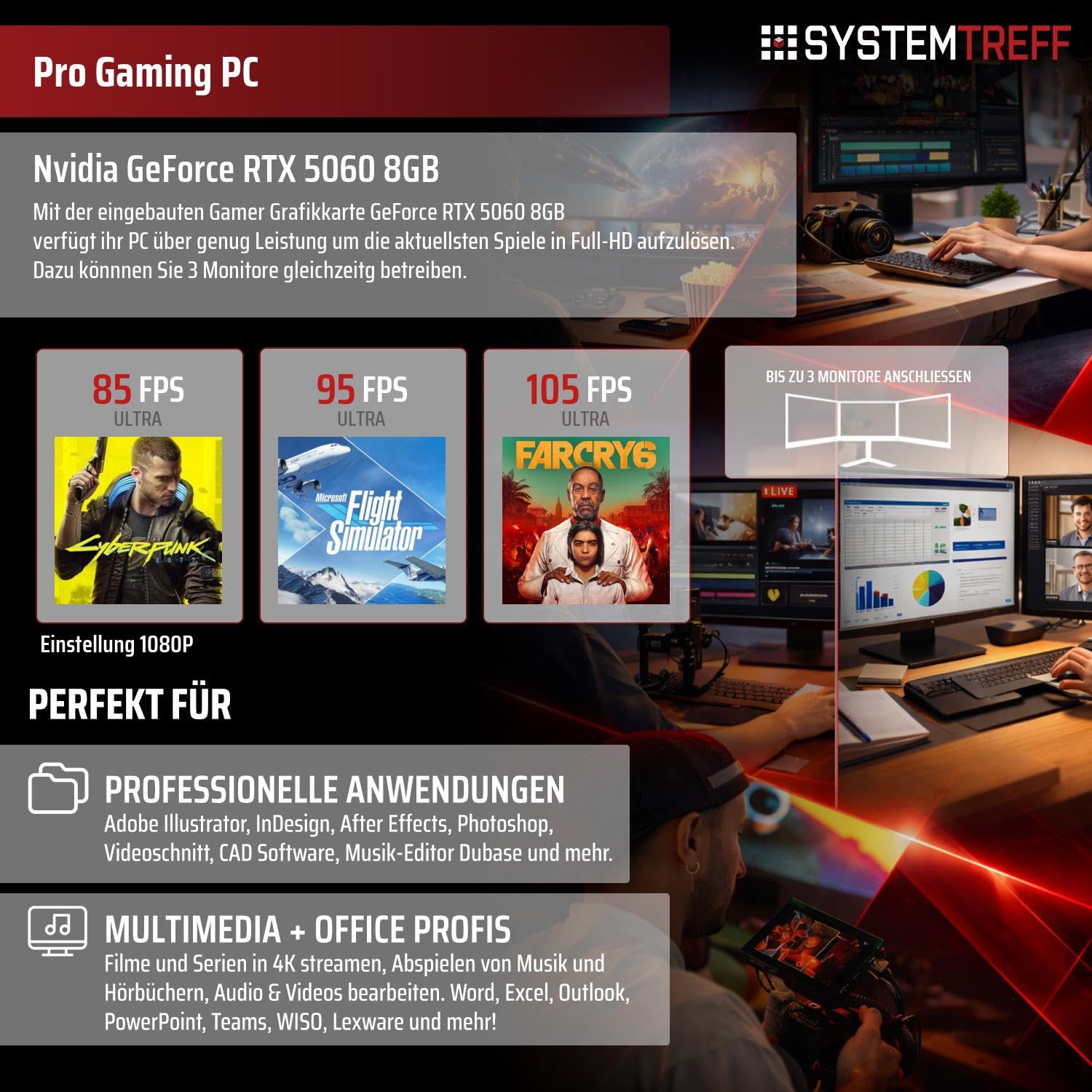 SYSTEMTREFF Gaming PC - AMD Ryzen 5 9600X - RTX 5060 8GB
