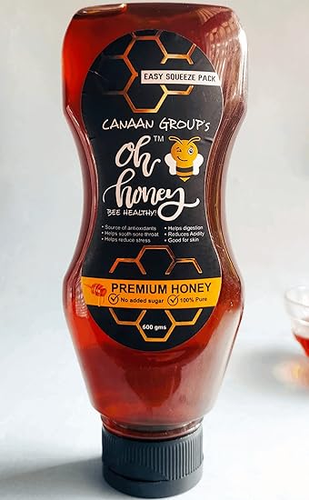 Canaan Group's Oh Honey | Premium Honey Organic | 100% Raw Honey | Squeezy Pack | No Added Sugar | 600g
