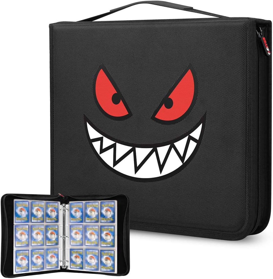 Brappo Carrying Case Compatible with PM Trading Cards, Cards Collectors Album with 40 Premium 18-Pocket Pages, Holds Up to 720 Cards（Smiley face）
