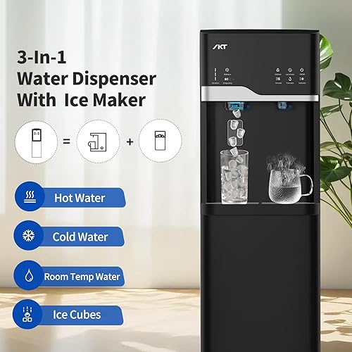 Miniatura 6 de IKT Dispensador de enfriador de agua con carga inferior autolimpiante, máquina de hielo integrada para botella de 5 galones, capacidad diaria, 22
