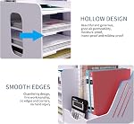 Organisateur de bureau à 4 niveaux Natwind avec support de fichiers, blanc | Accessoires de bureau pour fournitures de bureau, plateau à lettres, organisation de papier pour la maison, le bureau, la salle de classe