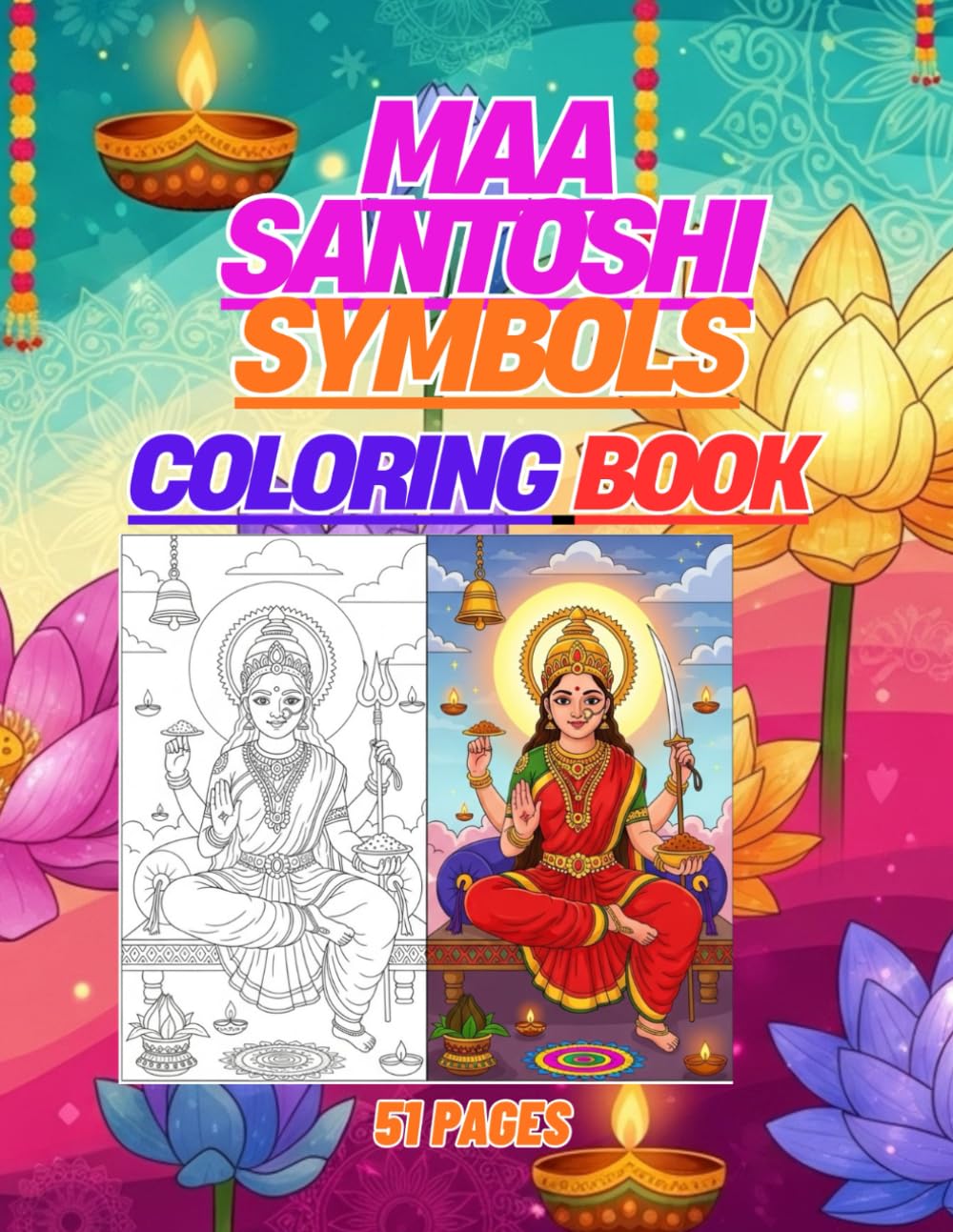 Maa Santoshi Coloring Book for Children: Symbols of Peace and Contentment Simple Coloring Pages for Children to Learn about Hindu Goddess (Adi Shakti Kala Lok)