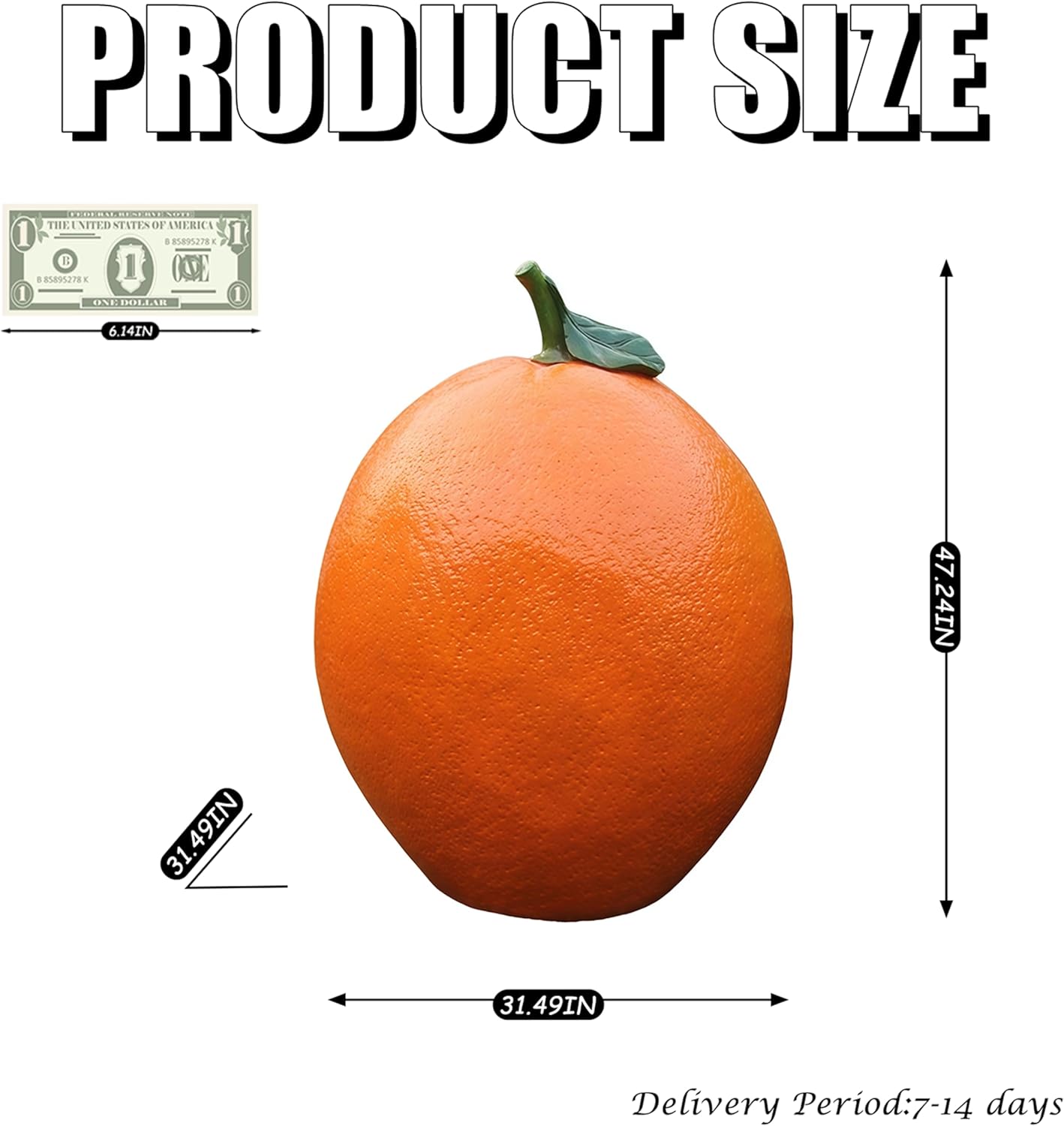 FENGSHUI-CAISHEN Garden Artificial Orange Decor & Gifts - Fake Faux Orange Accessories & Centerpiece, Artificial Fruit for Outdoor, Faux Fake Fruit