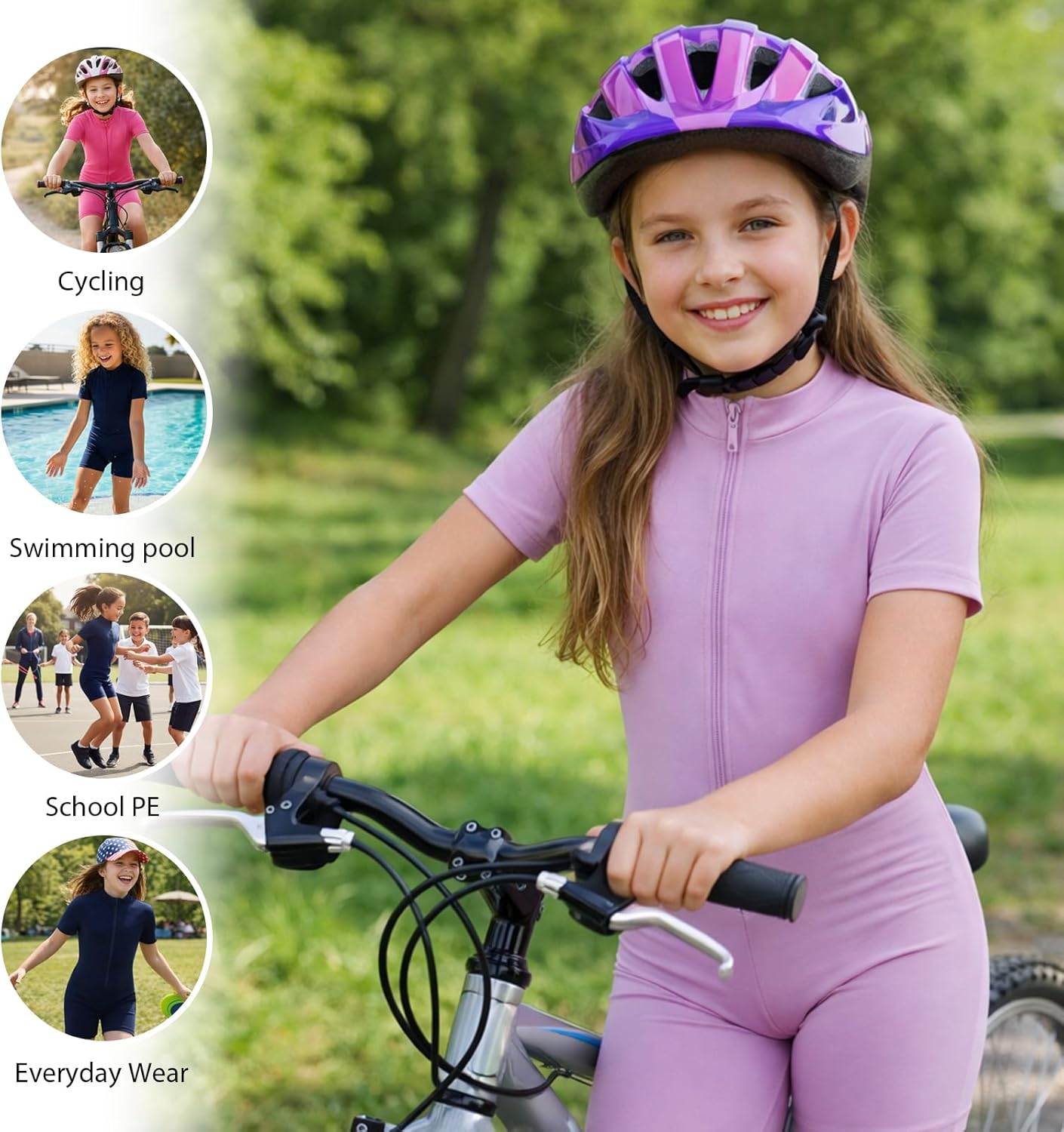 Chichoo Girls Workout Jumpsuit Athletic Romper Biketards Leotards Half Zip Unitard UV UPF 50+ Sports Yoga Outfits - Image 5