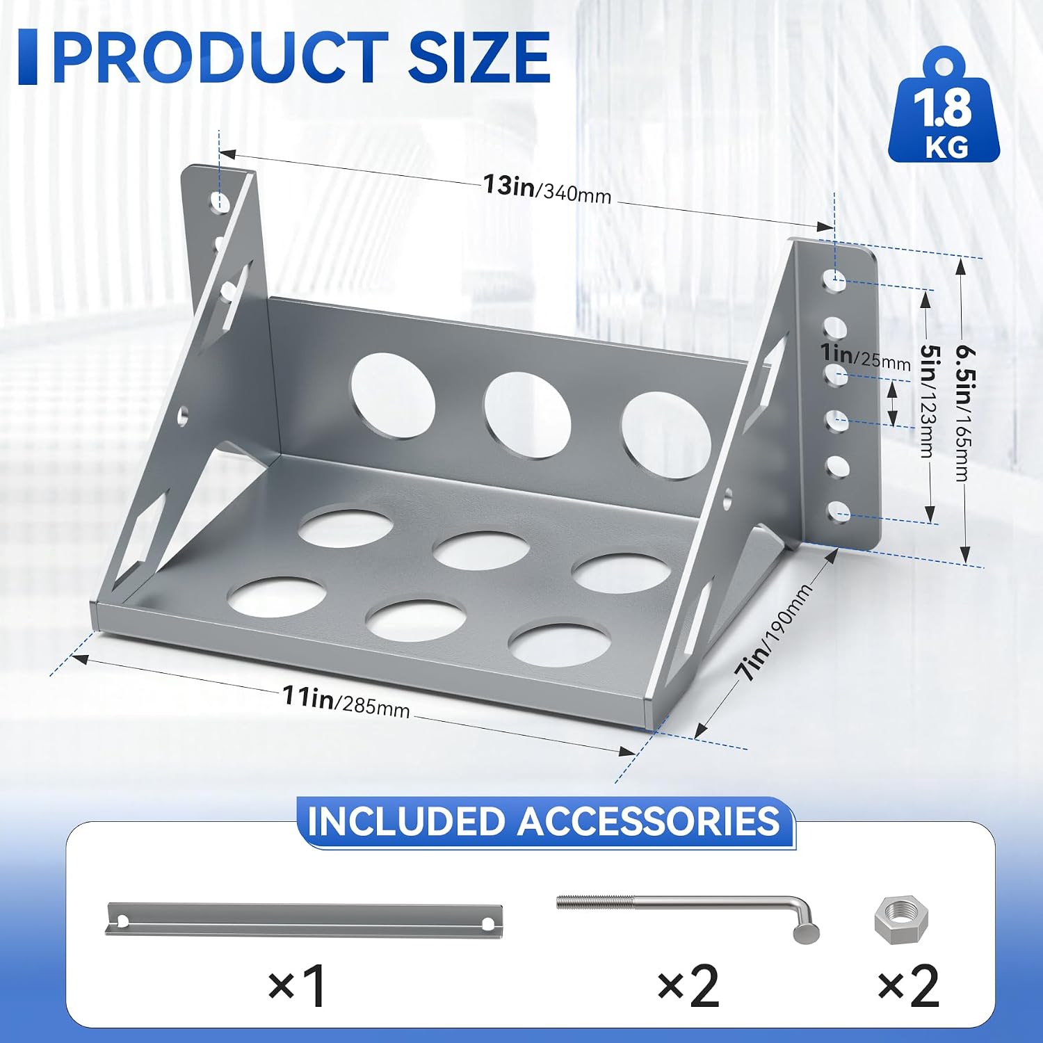 Metal Steel Battery Mounting Box, Durable Quality Metal Battery Tray Box, Easy-To-Install Steel Battery Mounting Box Tray Fits Up To A 10.63" × 7.06" × 7.5" Battery, Anti-Corrosion, Ventilated Design