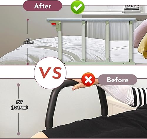 Miniatura 3 de Riel de cama plegable de 30   Rieles de cama de seguridad para adultos mayores (TwinKing, sin herramientas) Soporta 300 libras  Correa