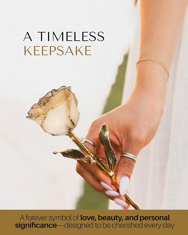 Forever Rose Hand-Dipped in 24K Gold, Diamond-Inspired April Birthstone with Sparkles, Real Rose in Luxury Gold Gift Box – Perfect Ready to Gift for April Birthday or Any Occasion by Forever Rose - Image 8