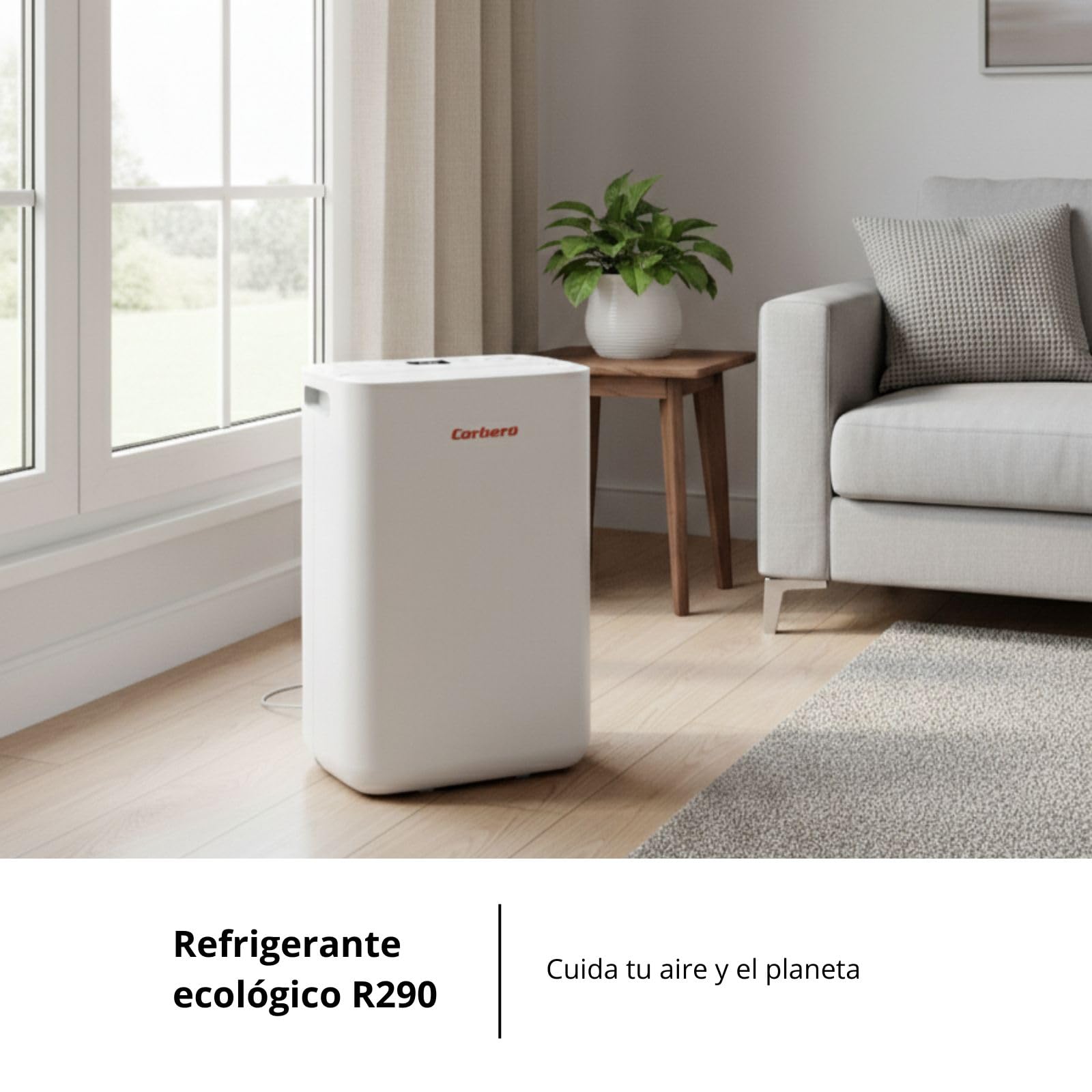 Osuszacz powietrza Corberó | CDWG13 | Pojemność 13 l/dzień | Zbiornik 2,3 l | Wifi | jonizator | Antybakteryjny filtr wstępny | Ciągły drenaż | automatyczne wyłączanie | biały