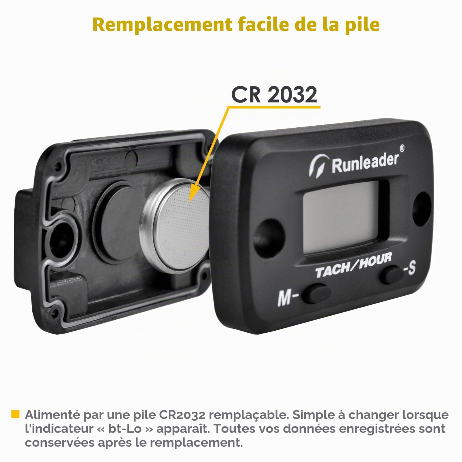Tach/Compteur d'Heures Numérique Avec Rappel Maintenance – Étanche, Batterie Remplaçable, Programmable Pour Moto Cross Moteurs Essence Tondeuse Tronçonneuse Générateur Moto Compresseur d'Air