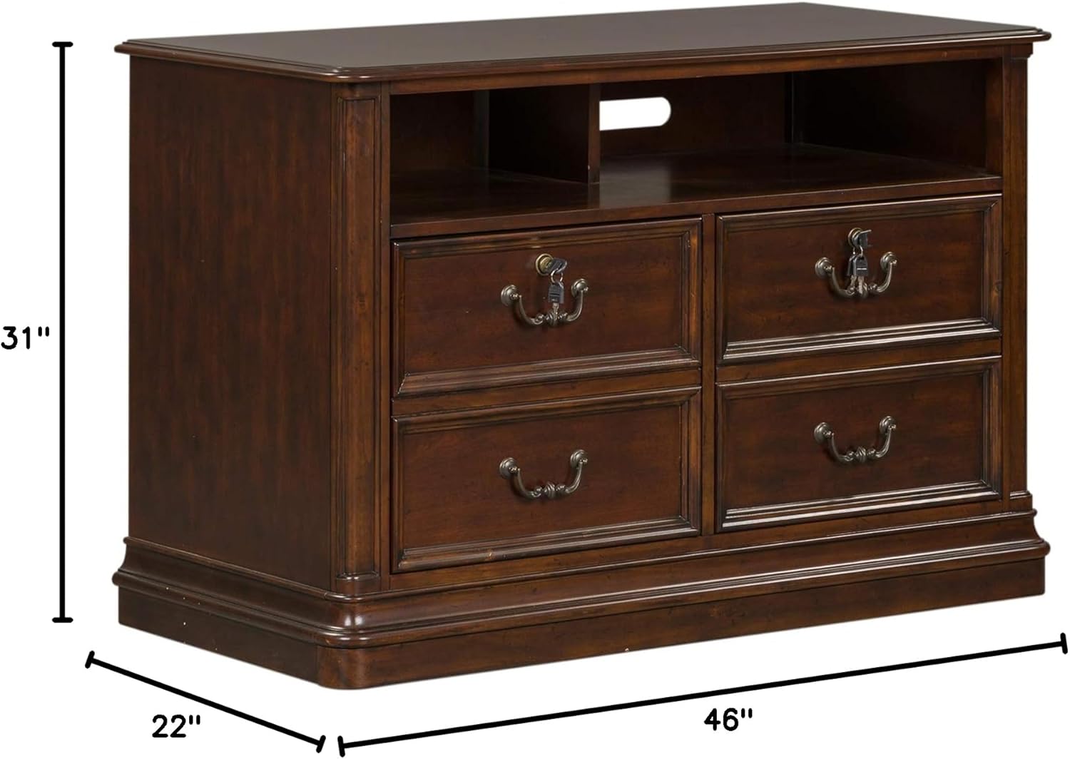 Liberty Furniture Industries Brayton Manor Jr Executive Media Lateral File, W46 x D22 x H31, Dark Brown