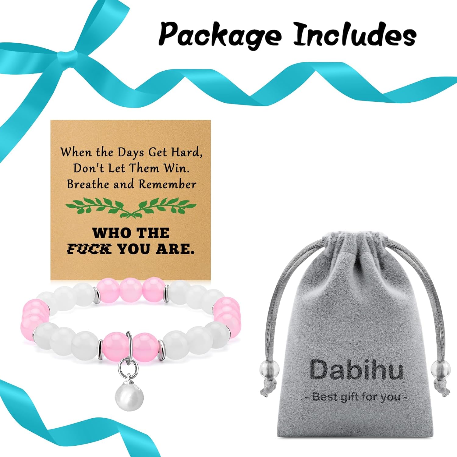 Motivational Bracelet for Women Inspirational Gifts Beaded Bracelets with Cards Get Well Soon Gifts Cheer Up Recovery Gift Encouragement Mental Health Gift Healing Natural Stone Jewelry Christmas - Image 7