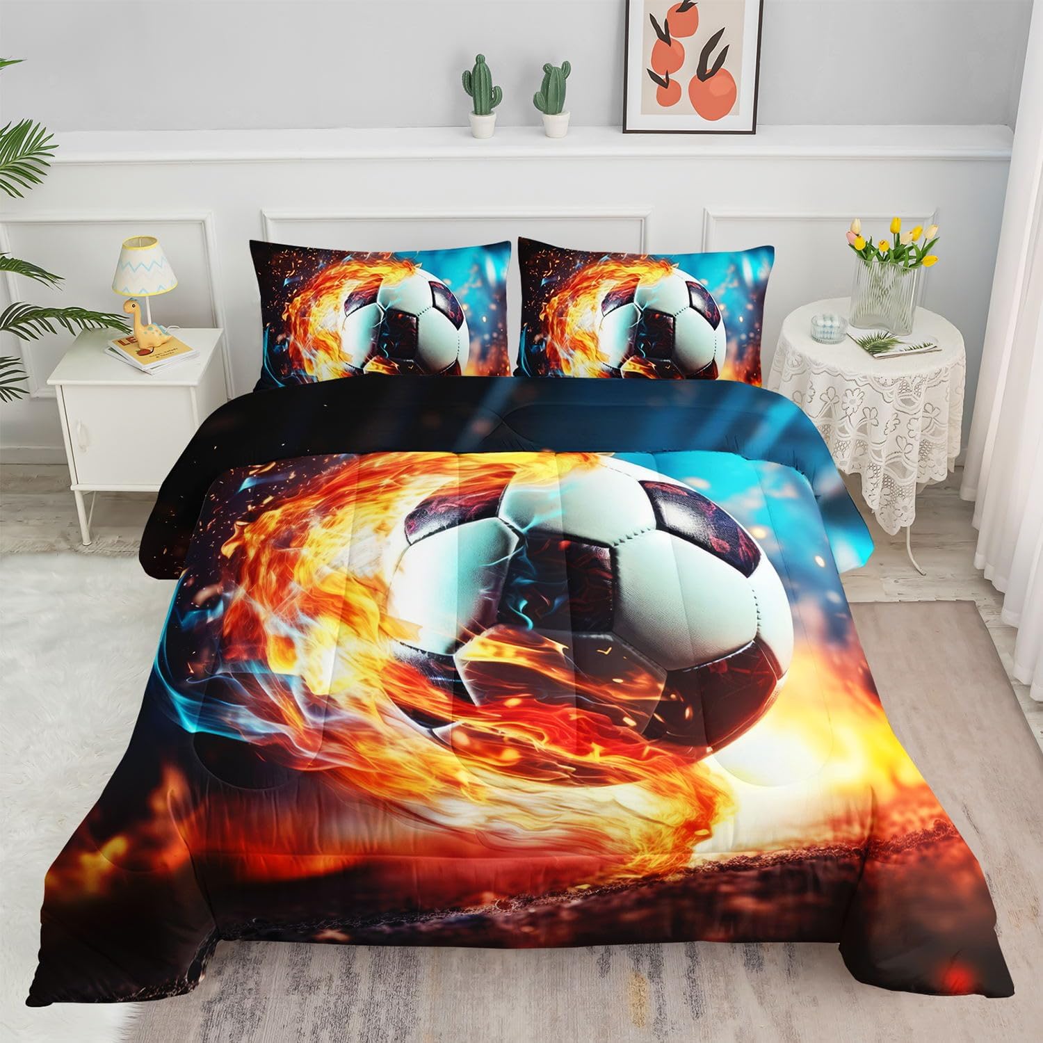 Kids Comforter Set Dinosaur Theme Printed Pattern Bedding Set with 1 Comforter and 2 Pillowcases for Girls Boys Bedroom All Season(Dinosaur ThemeTwin)