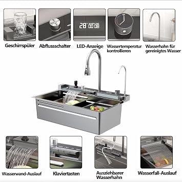 Sink Black with Multifunctional Tap