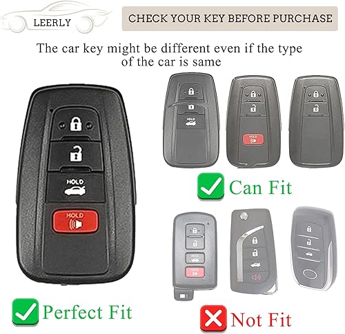 Miniatura 2 de LEERLY Funda para llavero para accesorios Toyota, funda para llave con llavero compatible con Corolla 2014 2015 2016 2017 2018 2019 Camry 2014-2017