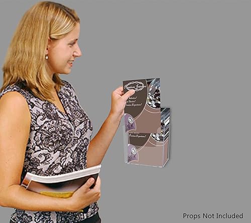 Miniatura 8 de Marketing Holders Paquete de 6 soportes para folletos de acrílico transparente de 6.5 pulgadas de ancho, soporte de pared o encimera que ahorra