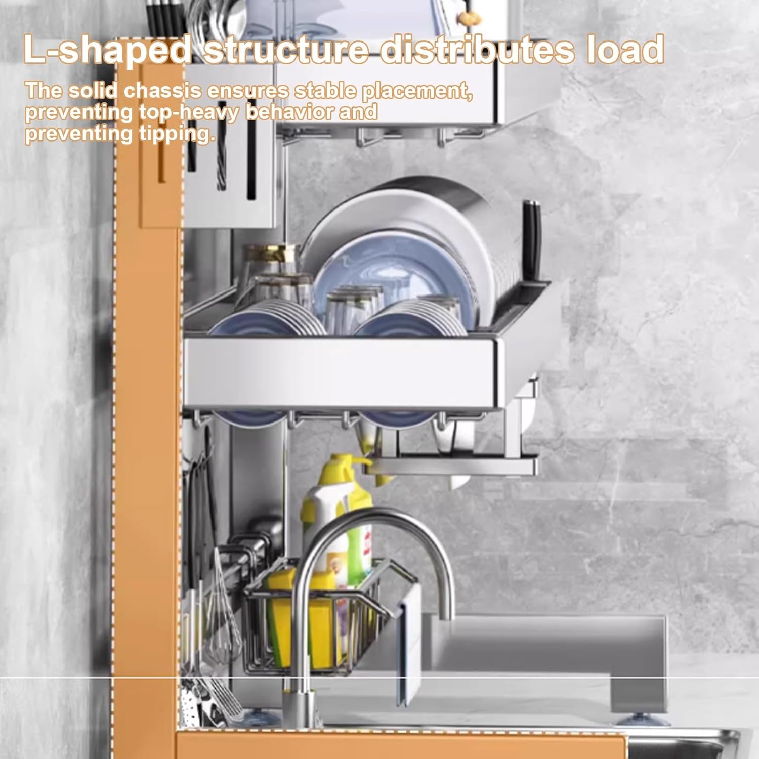 Dish Racks Kitchen Sink Rack 304 Stainless Steel countertop Multifunctional dishwashing Rack Sink Bowl and Chopsticks Drain Rack,Expandable Dish Drying Rack,Drying Rack Dishes(85