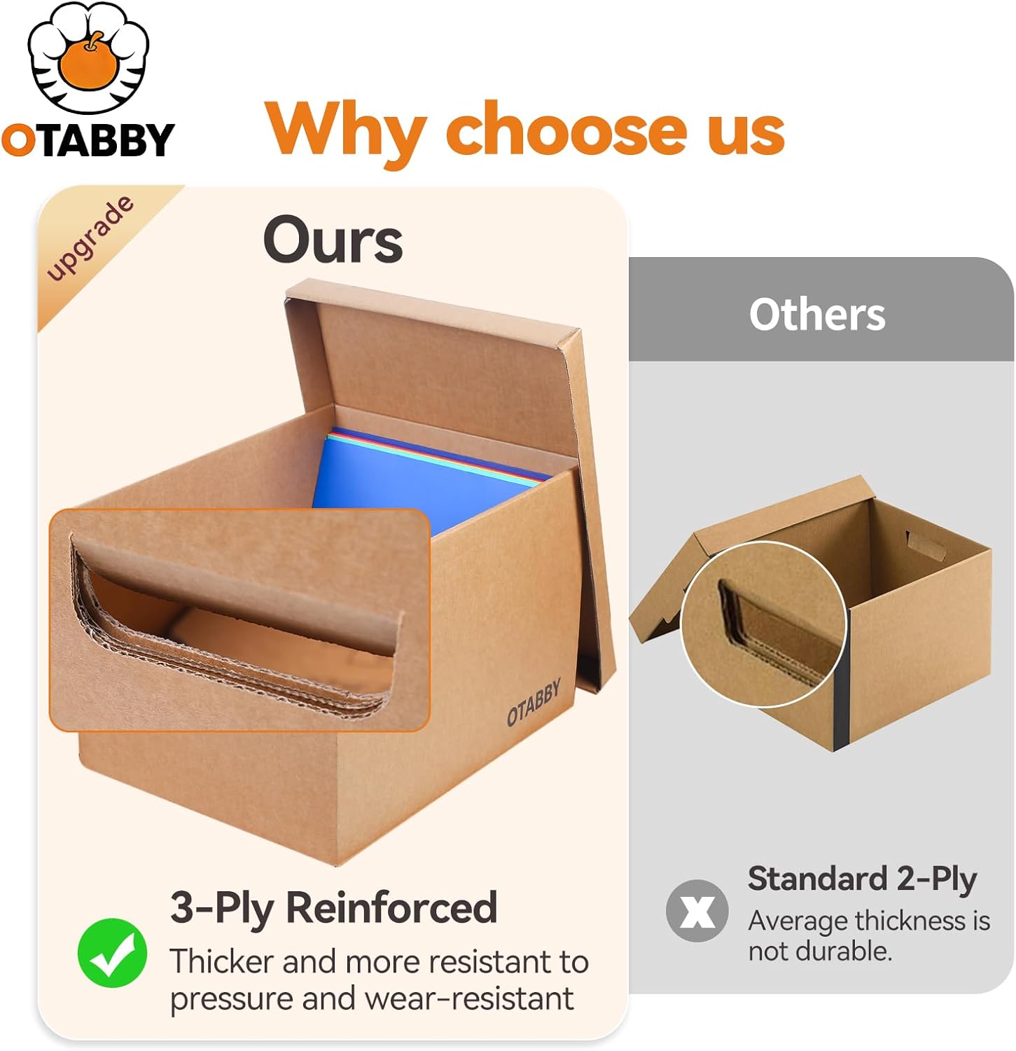 Archival Storage Boxes (4-Pack) - Extra Strong 3-Ply Side Walls, Heavy-Duty Kraft Board, Ready-To-Assemble with Handles and Lids for Files and Photo Storage, Legal/Letter Size 12x16x10 Inches