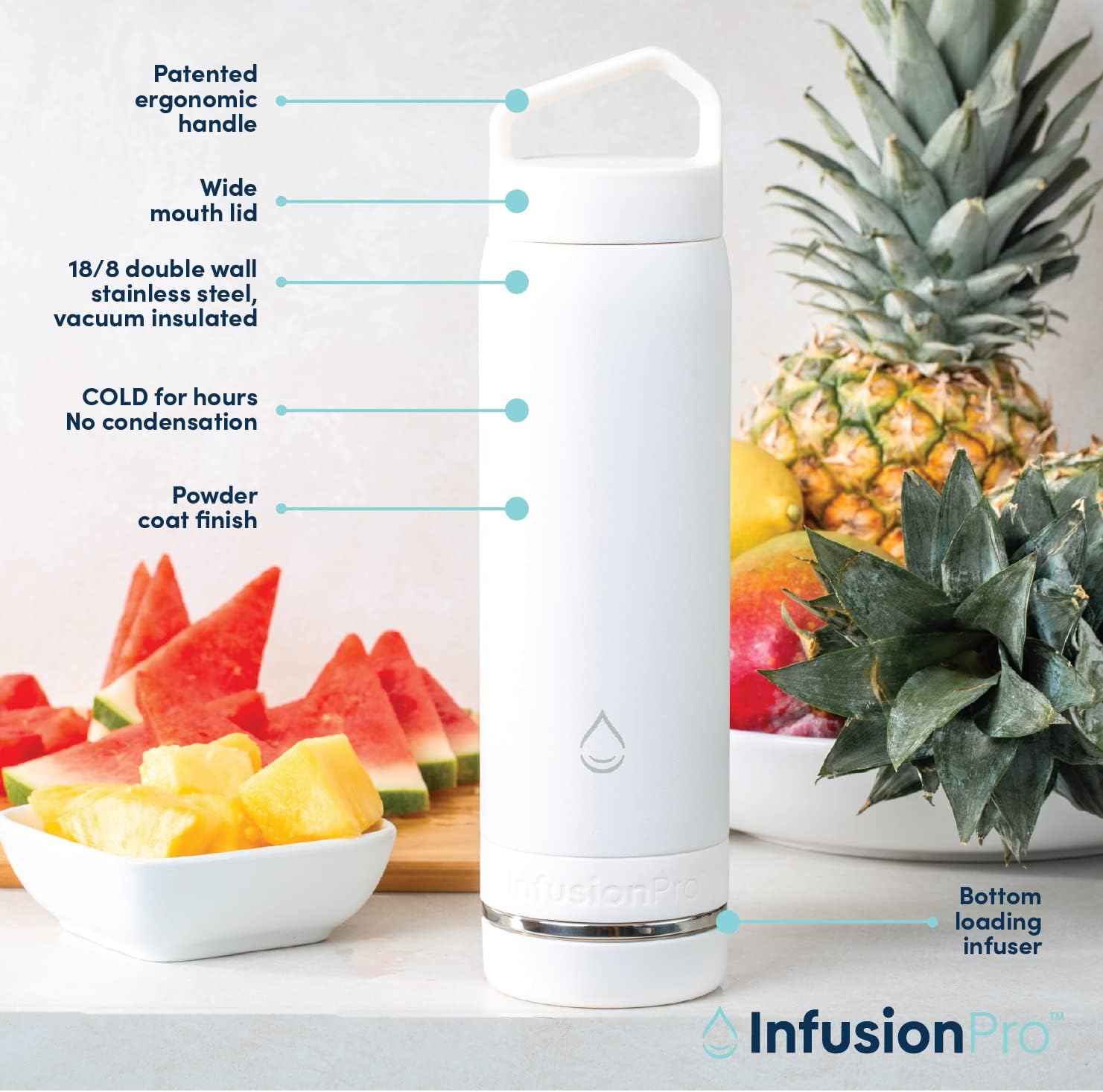 Infusion Pro Fruit Infuser Water Bottle - Vacuum Insulated (20 oz) Stainless Steel : Fruit Infusion Recipe eBook : Bottom Loading for More Flavor : Easy Cleaning : Great Gift - Image 4