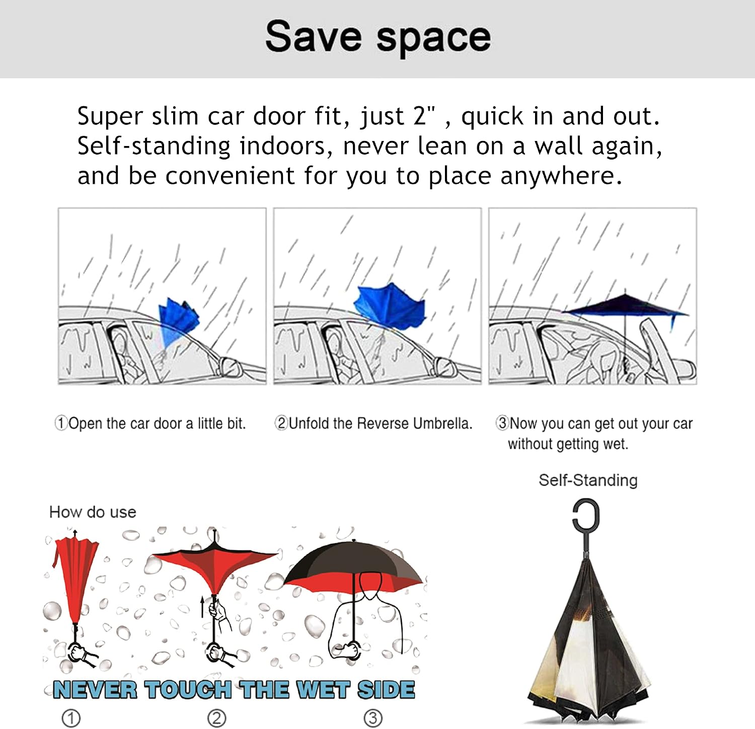 Custom Umbrellas with Photo, Custom Printed Inverted Umbrellas with Picture Logo and Design Personalized Reverse Umbrella for Men and Women
