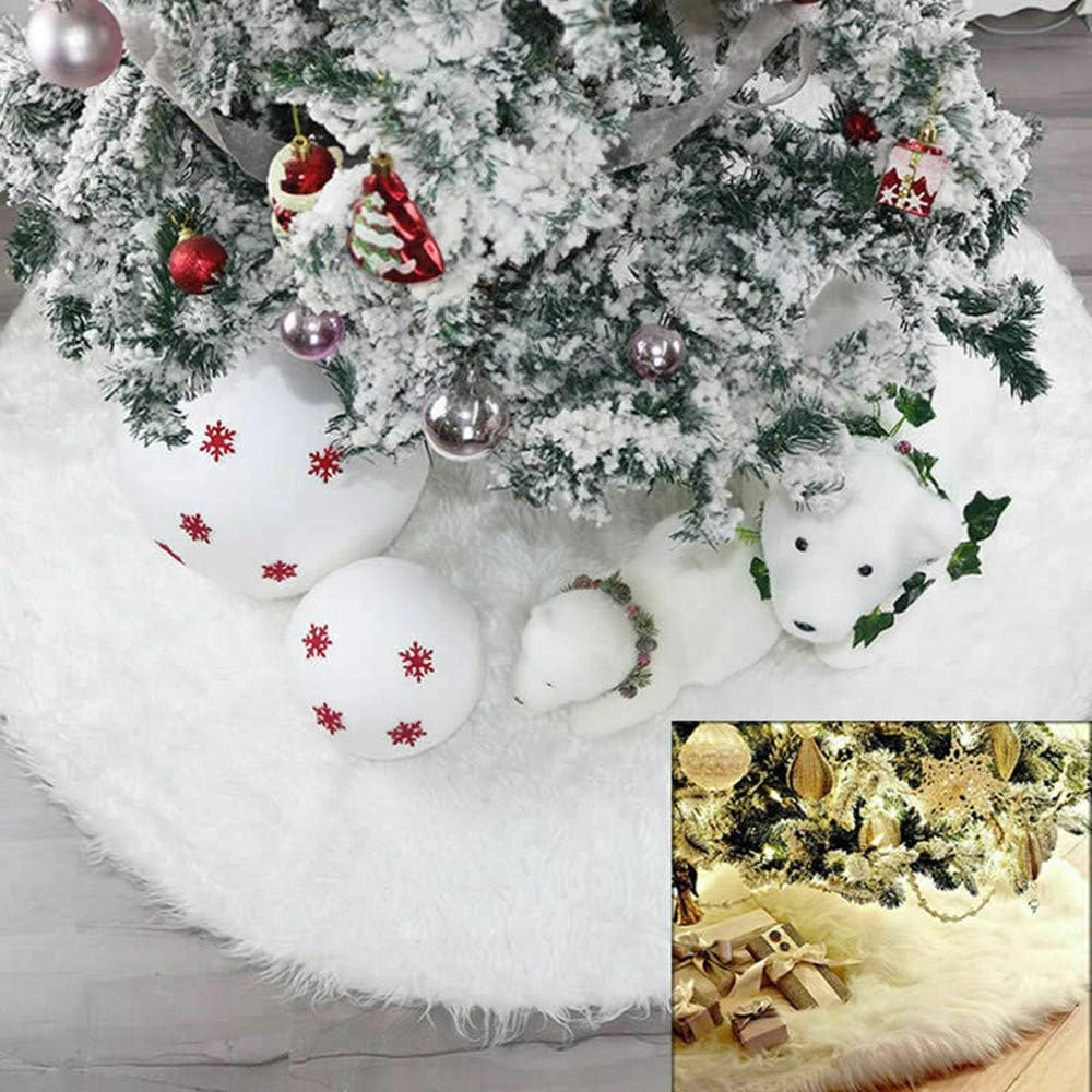 Christmas Tree Skirt Long Snow Plush Christmas Tree Skirt Base