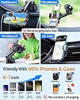 Vista 4 de HTU Soporte de teléfono celular para automóvil, [potente ventosa], soporte de teléfono de automóvil para salpicadero, parabrisas, ventilación de Gris