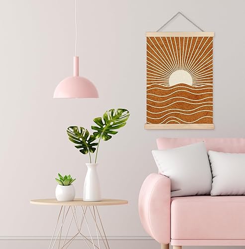 Miniatura 4 de Yomisex Póster abstracto bohemio con luz del sol, arte de pared retro de mediados de siglo, moderno naranja quemado, bohemio, puesta de sol,