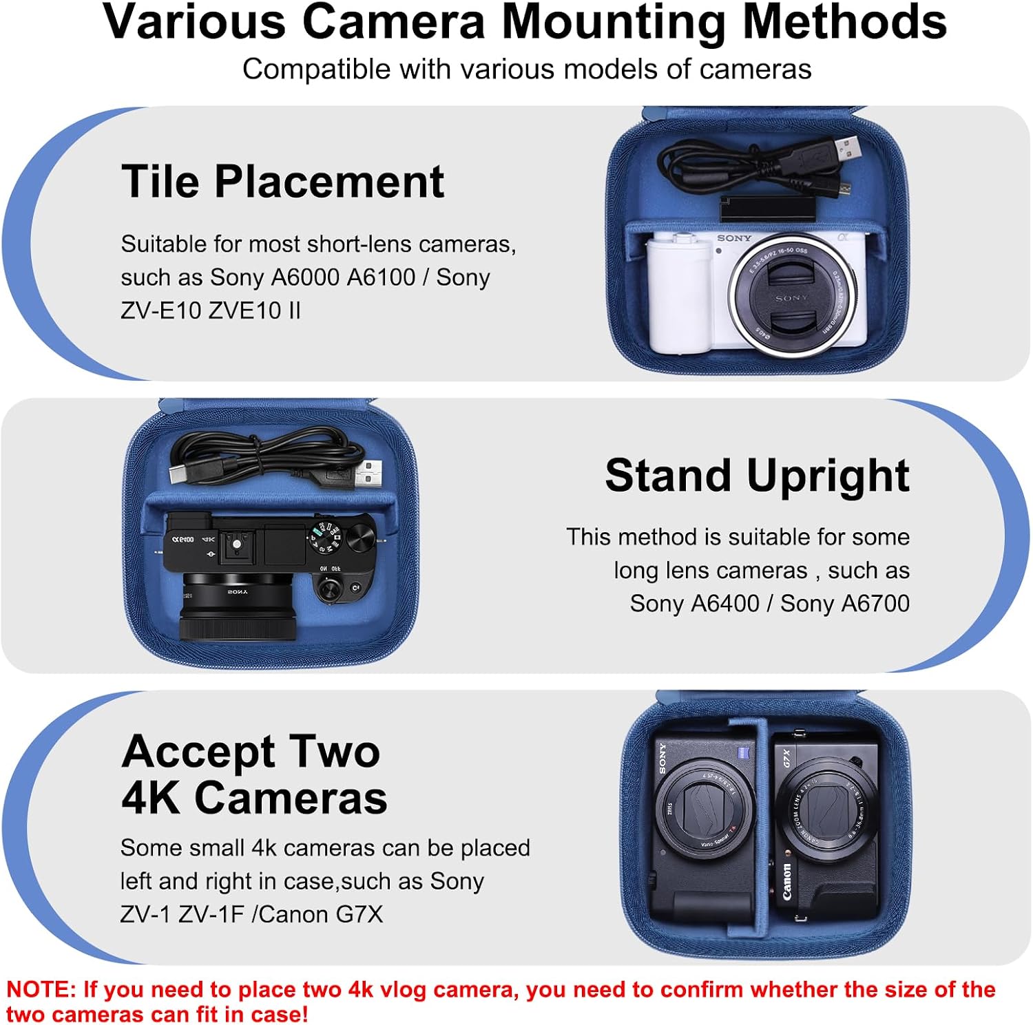 XANAD Hard Case for Sony a6400/a6700/a6100/a6000/a5000/a5100/ZV-E10/ZVE10 II or Fujifilm X100VI / X100V Digital Camera (Blue) image 3