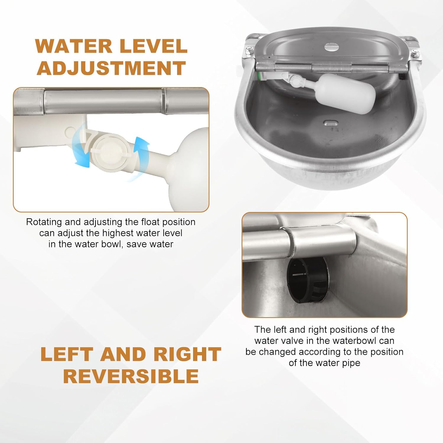 YAYODS Automatic Water Dispenser for Dogs, Automatic Dog Water Bowl with Float Valve, 304 Stainless Steel Auto Fill Dog Water Bowl Outdoor Dispenser for Livestock, Chicken, Cow, Horse
