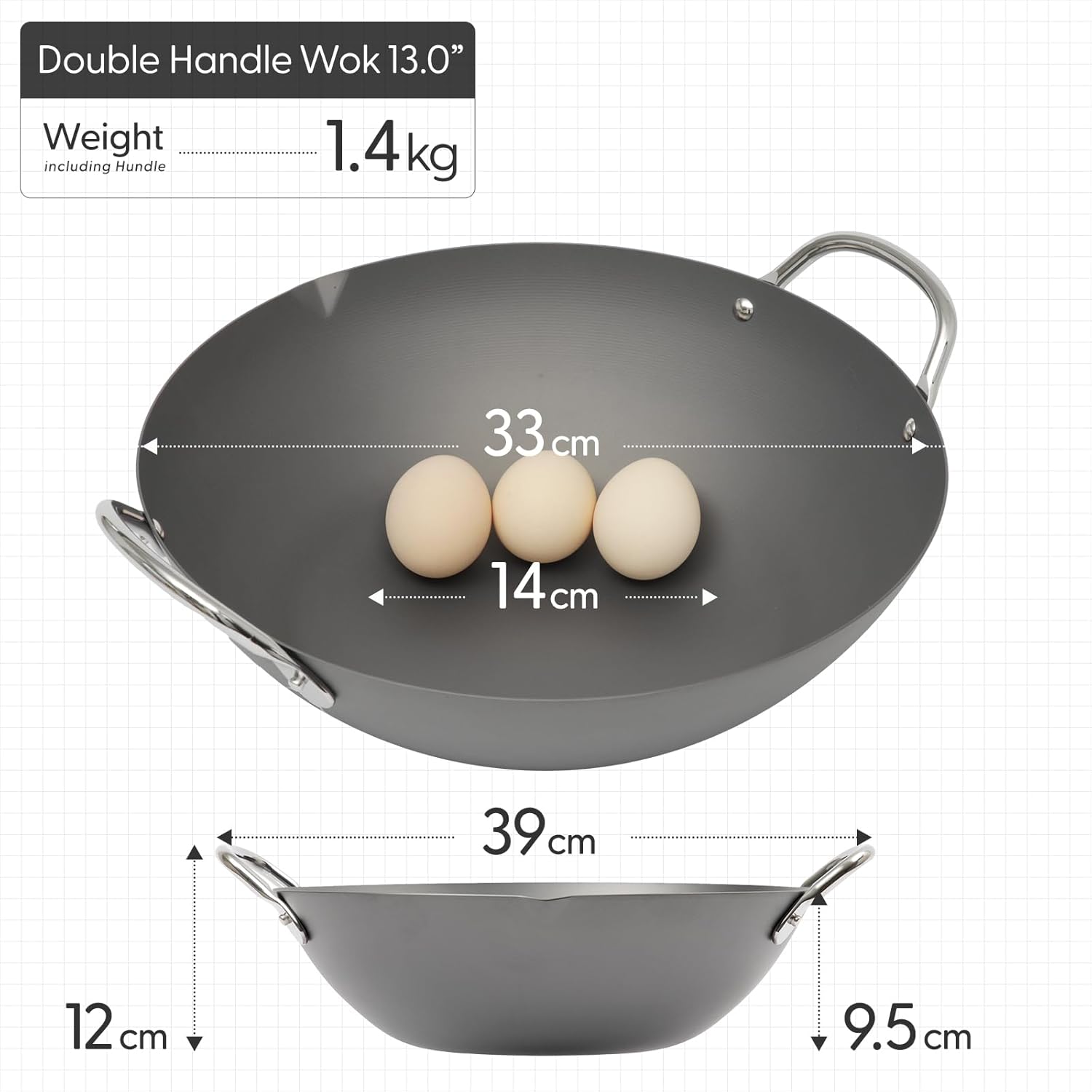 Riverlight KIWAME Premium Double-Handle Wok pan (Wok 13.0inches (33cm))